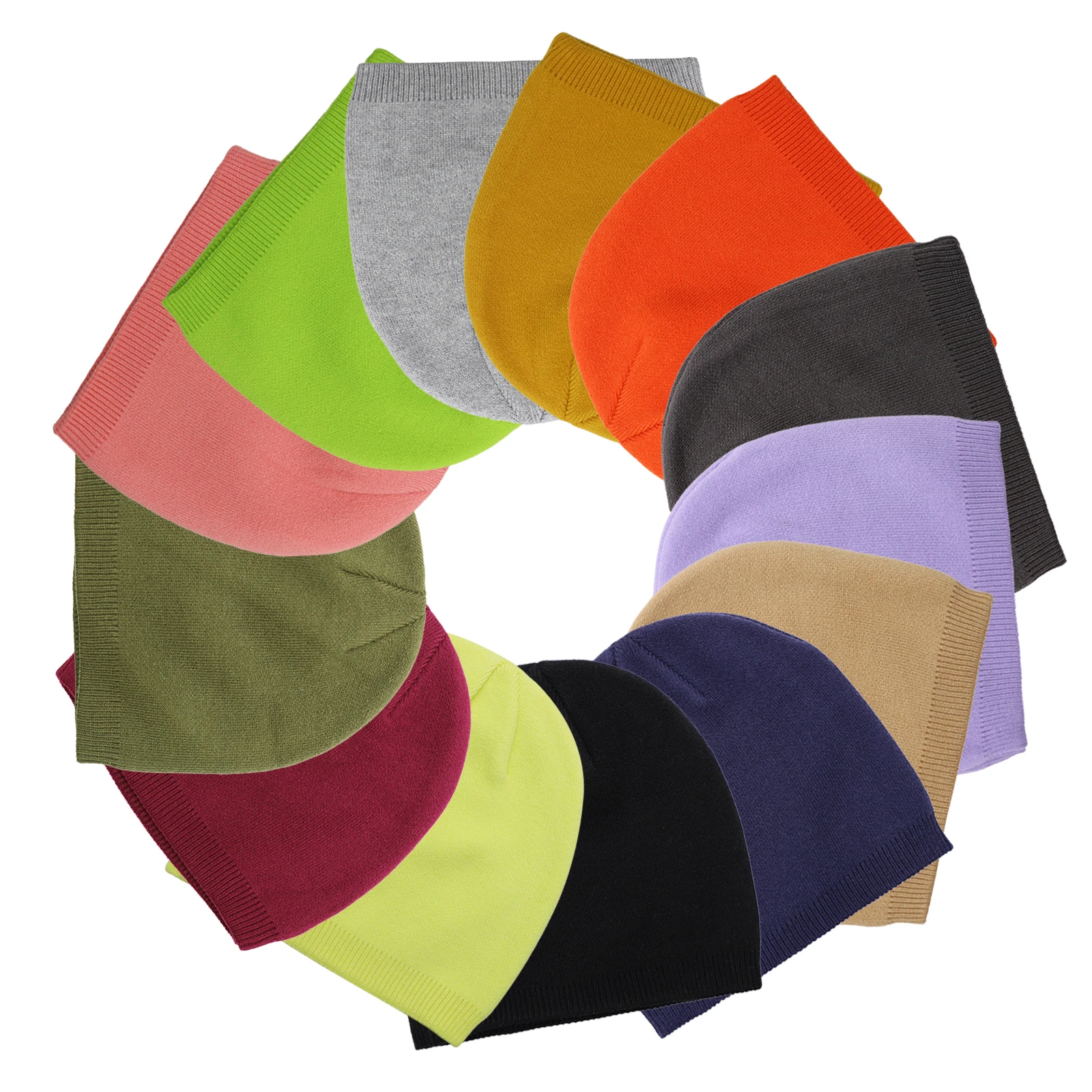 Wholesale Custom Logo Winter Warm Cuffless Skull Cap Custom Jacquard Acrylic Knitted Beanie Hats