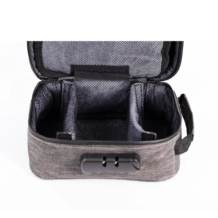 Oxford cloth Travel case carbon lined ziplock smell proof bag with Fixed partition