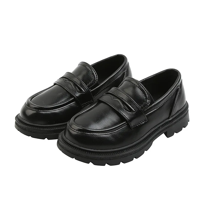 
Hot selling girl children Shoes Casual fit kid leather school shoe black 