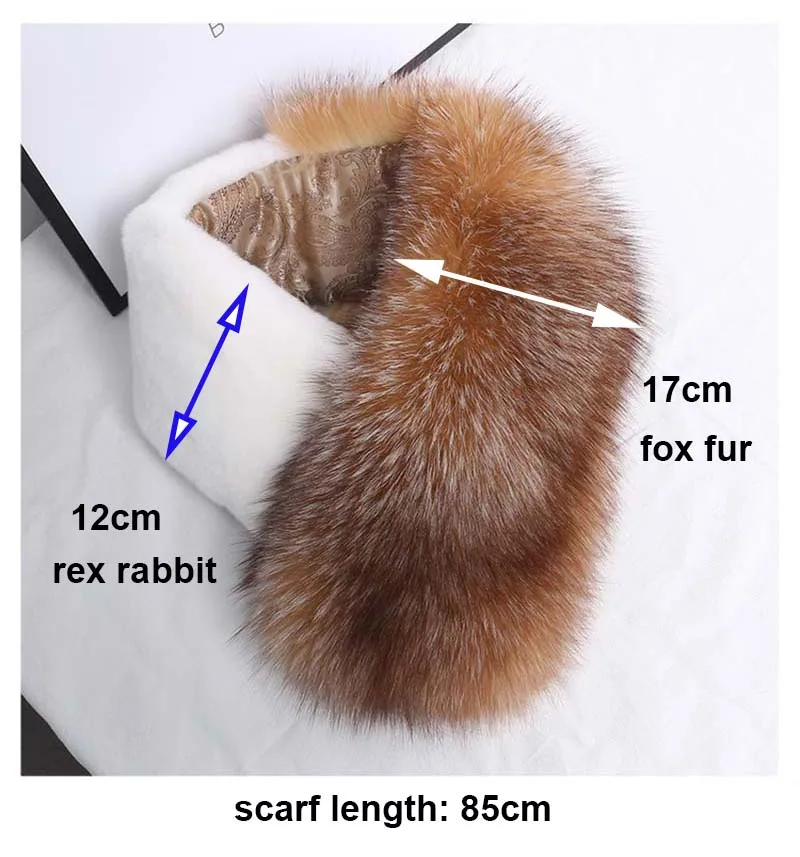 MWFur Winter Fashion Winter Fox Hair Scarf For Girl Fashion Fox Fur Scarf with Rex Rabbit Fur Woman Scarf