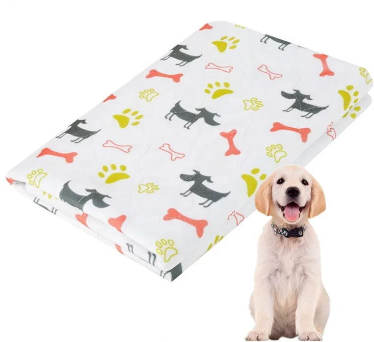 Wholesale Ultra Absorbent Reusable Pee Pad Washable Pet Training Pads Waterproof  Printed Dog Pad