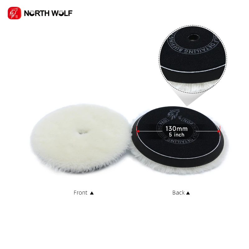North Wolf Polishing Wool Lamb Buffing Pad 5inch White Wool Finishing Pad For Car Detailing
