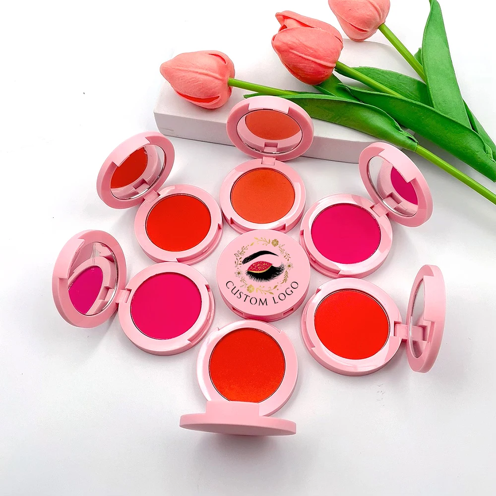 Private Label White Compact Smooth Natural 12 Colors Vegan Cruelty Free Blusher Makeup Shimmer Blush Powder