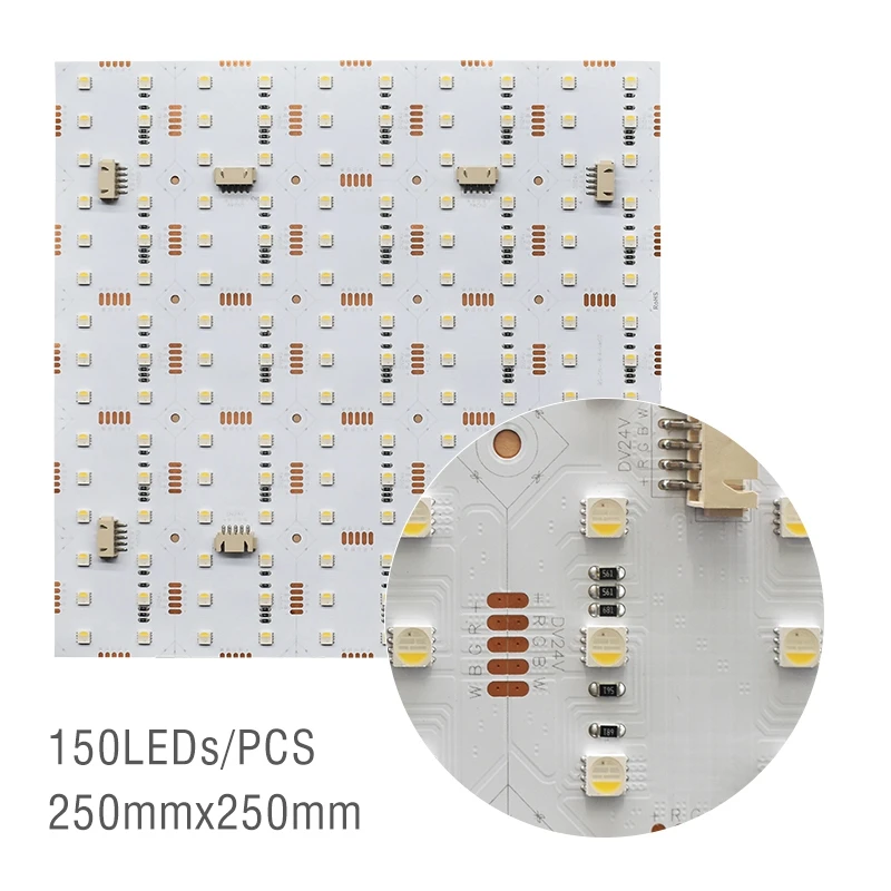 New 250MM Square Size LED Sheet 1 inch per cut DC24V RGBW Panel Sheet for Backlight