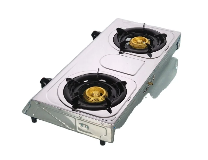 kitchen cooker appliance  lpg stainless steel silver gas stove 2 burner