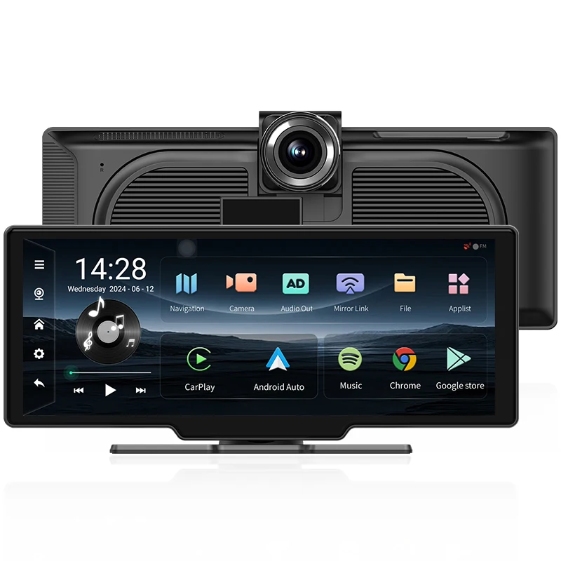 Maustor Portable 10.26 inch Wireless Carplay Android 13.0 4+64G Universal Car Smart Screen With BT TF Card 3G/4G Sim Card