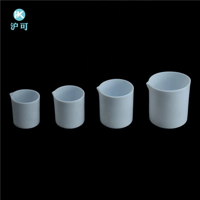 Huke Custom size100ml white No scale PTFE plastic beaker cups with spout