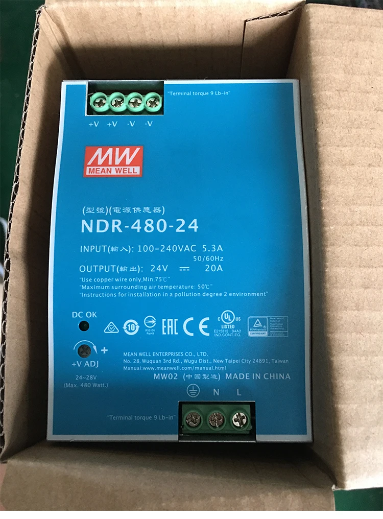 NDR-75 120 240 480 серии 75 480W 12V/24V/48V AC-DC БП din-рейка SMPS оригинальный бренд MEAN WELL представляет импульсный источник питания светодиодного
