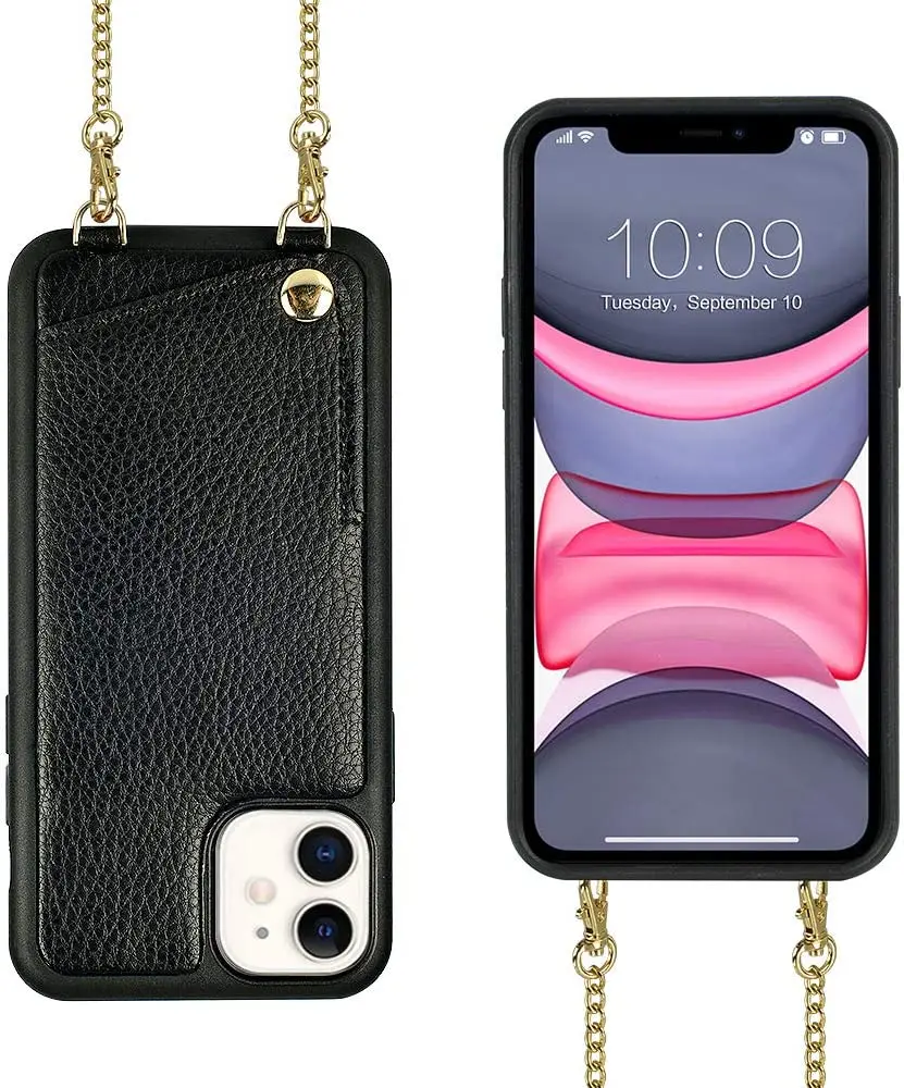 Wallet Case Compatible with Card Holder Leather Cover Crossbody Strap Shoulder Chain Cover for Iphone 13 Pro Max