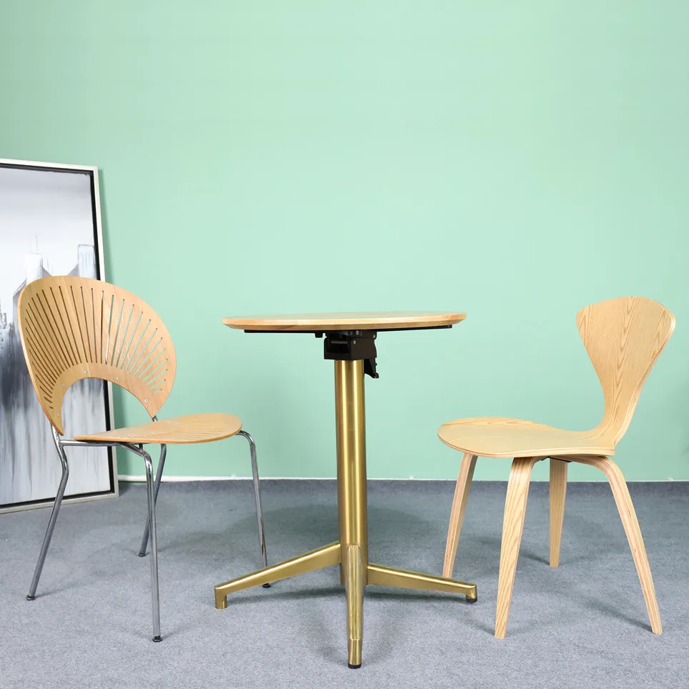 Industrial style laminated top round wooden top dining table