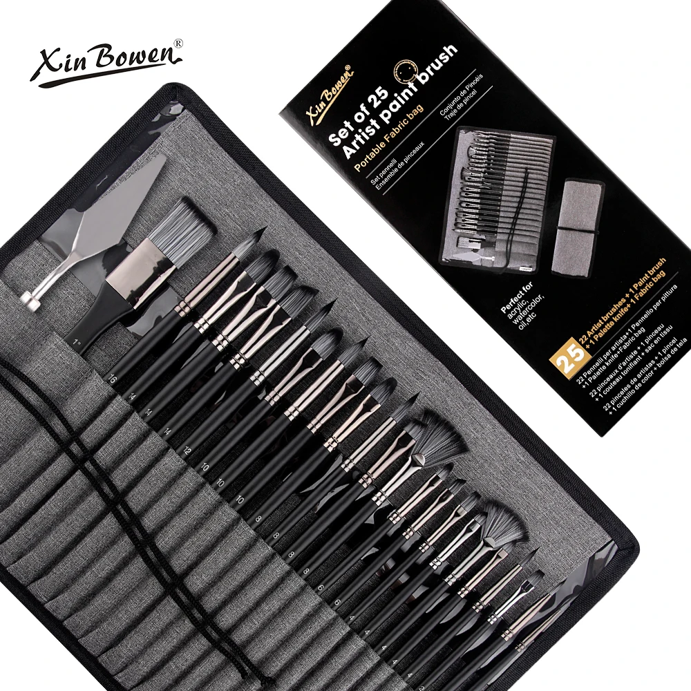 Xin Bowen Fine Gift Paintbrushes With Canvas Bag And Quality Watercolor Oil Painting Artist Brush Set