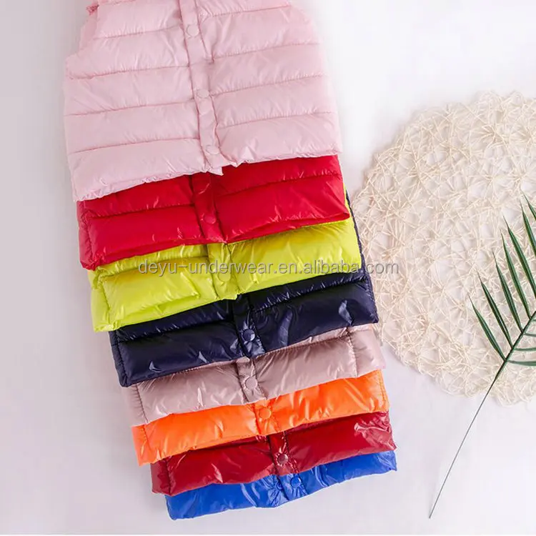 1.4 Dollar Model YW006  Sleeveless Colorful hooded feather filled packable ultralight kids down winter jacket clothing vest