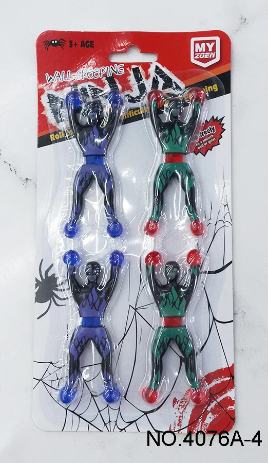 4 color mixed blister card package interactive toys cartoon mini wall climbing sticky spiderman toys