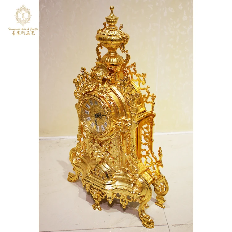 Factory Direct Sales Luxury Golden Desk Clock Hotel Lobby Golden Desk Clock
