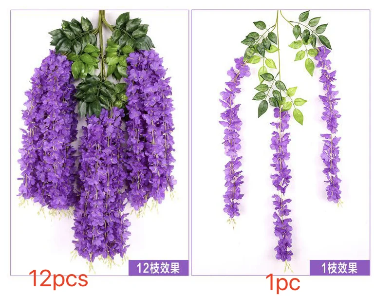 Wholesale 3 Branches Flowers artificial Hanging Artificial Flowers Wisteria For Wedding Decorations