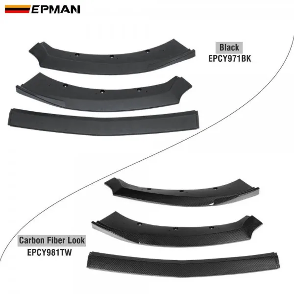 EPMA Car Front Bumper Splitter Lip Diffuser Spoiler Body Kits for Ford Mustang 2015 2016 2017 EPCY971BK