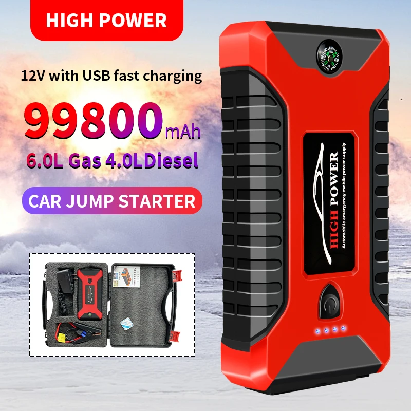 Emergency Starting Power Supply Battery 12v Ignition Rescue Car Jump Starter Car Power Inverter And Air Pump