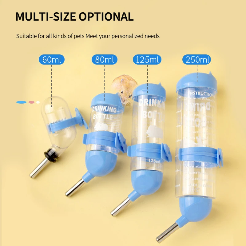 Hut No Drip Drinking Dispenser for Dwarf Hamster Pet Water Dispenser Small Animal Water Bottle with Food Container Base
