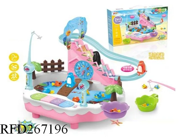 New Design 2 In 1 Cartoon Slide Penguin Game B O Fishing Toy