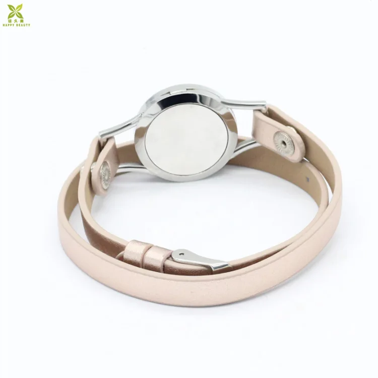 Aromatherapy Essential Oil Diffuser Perfume Locket Bracelet with PU Leather Strap
