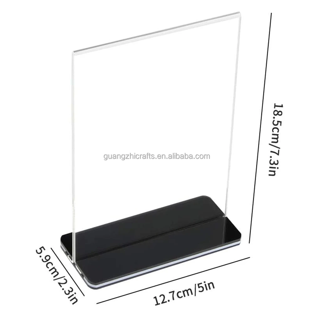 T-Shape Black Base Double-Sided Acrylic Menu Display 5x7 Inch Acrylic Sign Holder