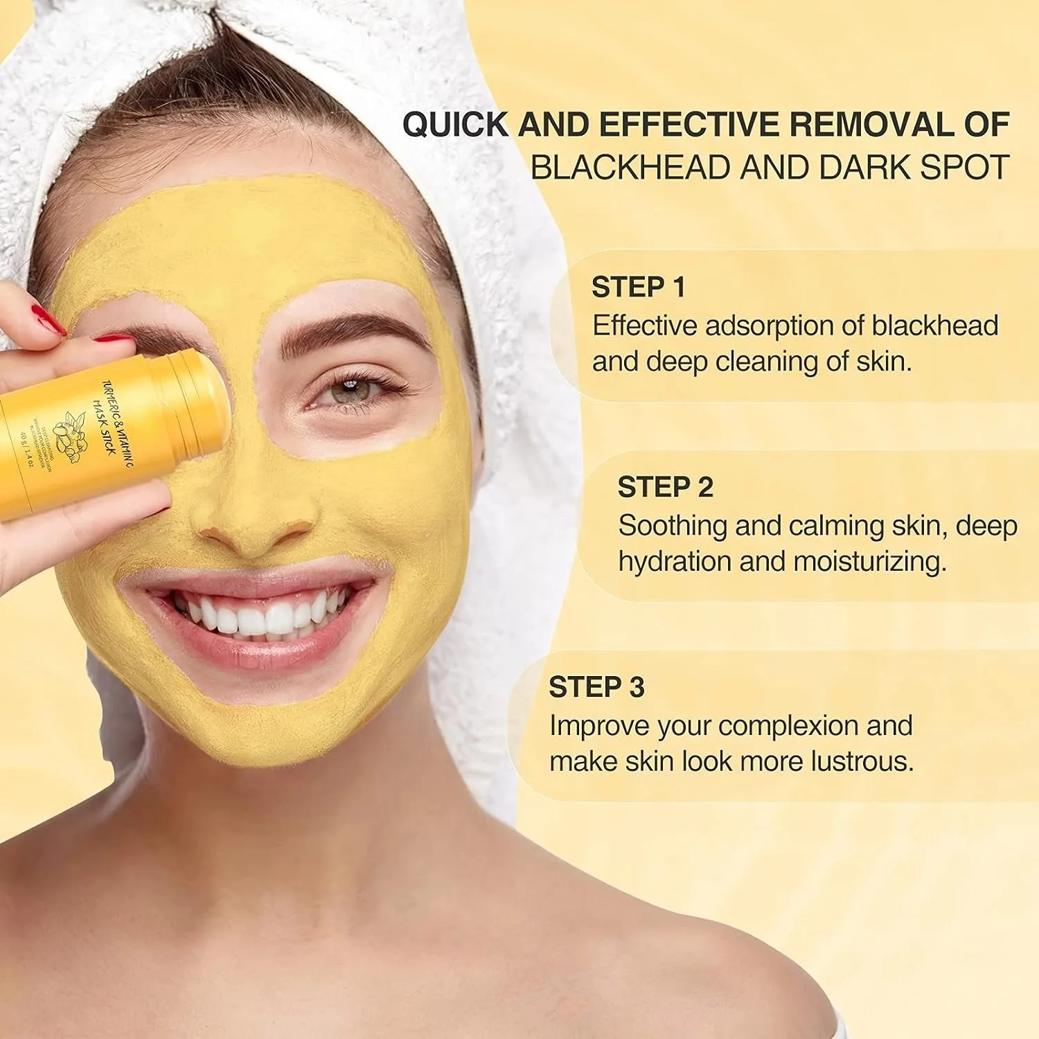 Turmeric Vitamin C Clay Face Mask Stick Set Oil Control and Balance Facial Mask Blackhead Remover Anti-Acne Treatment