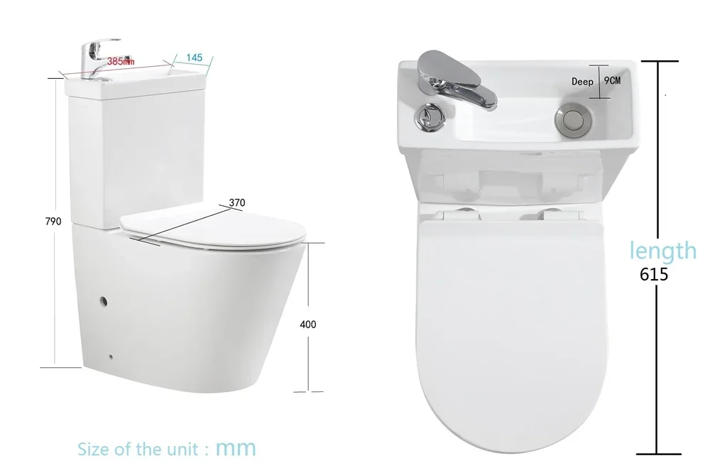 2 in 1 water saving commode ceramic toilet bowl and hand wash basin combination combo wc toilet set with built in sink
