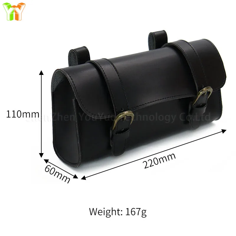YY Ready to Ship Pu Leather Bicycle Hanging Bag Motorcycle Handlebar Bag with 2 Adjustable Straps