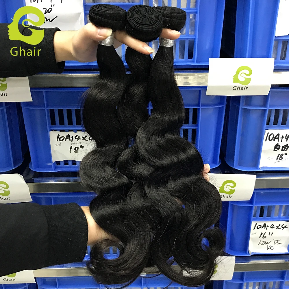 Wholesale Malaysian virgin human hair natural color body wave bundles