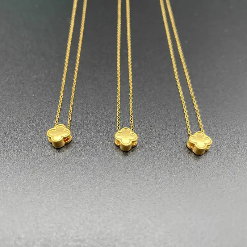 Factory direct sale 3D hard gold 999 pure gold four-leaf clover pendant can be used as necklace or bracelet gold jewelry