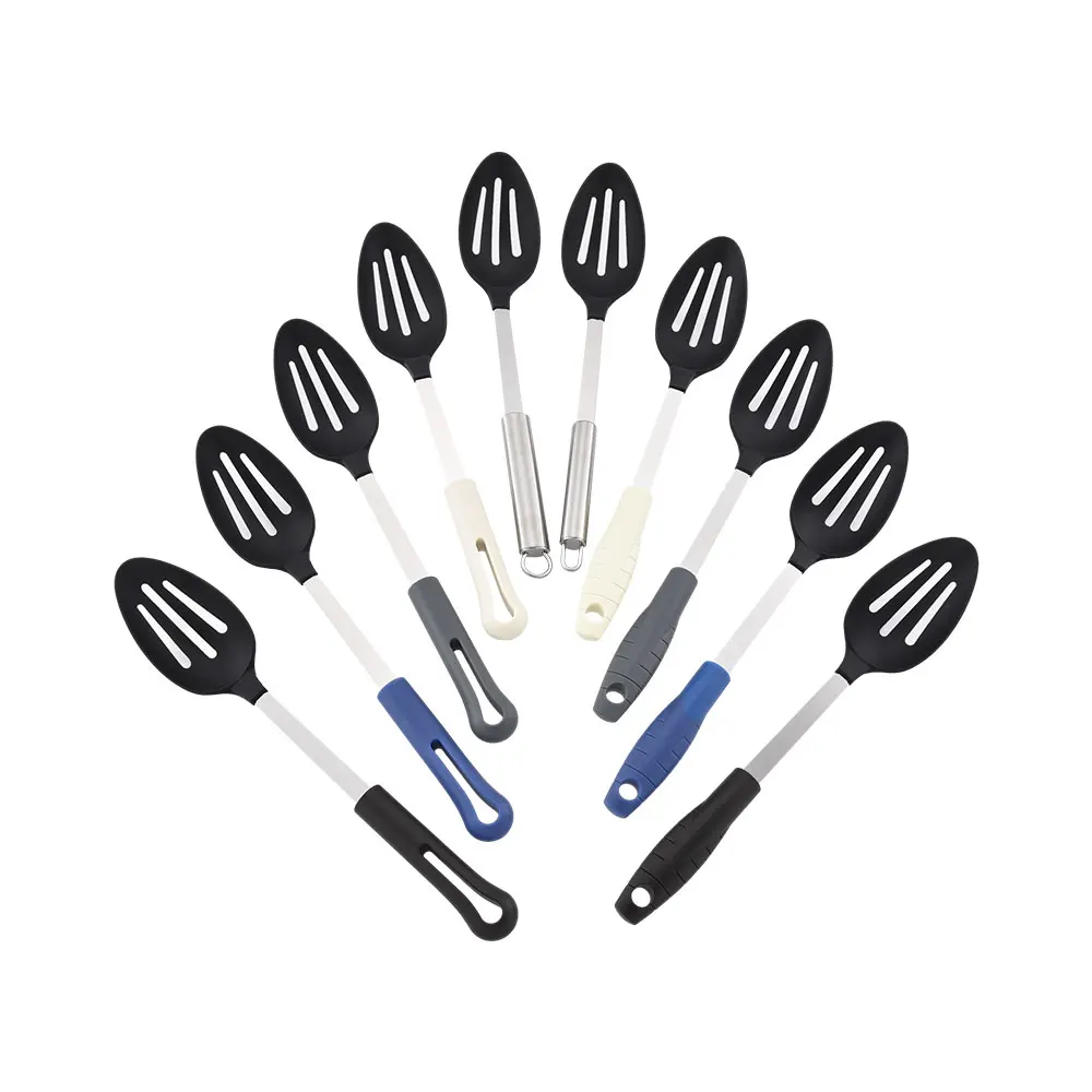 Customized Logo Wholesale Kitchen Utensils Slotted Serving Spoon Commercial Plastic Slotted Cooking Spoons With Slots Small