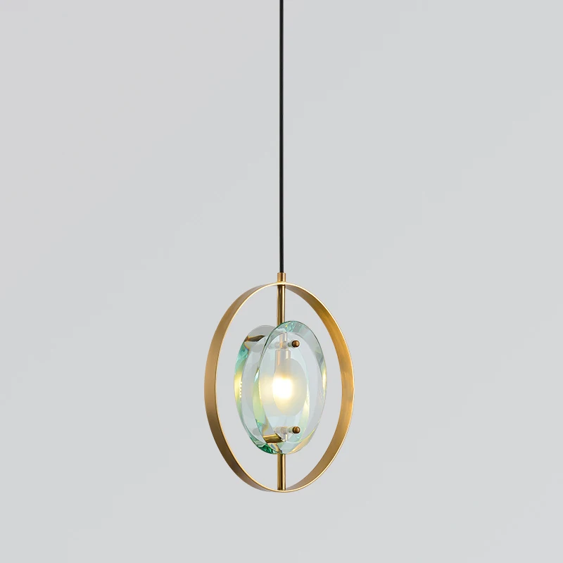 G9 led crystal blue glass minimalist restaurant pendant lamp Lustre home gold metal vintage led hanging light fixture bed lamp