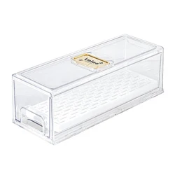 Wholesale Pull Out Fridge Vegetable Fruit Seafood Egg Organizer Drawers Clear Refrigerator Storage Box Bins with Draining Tray