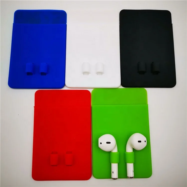 Factory Wholesale Silicone Phone Card Holder Card Case Anti-lost Holder For Apple Earphone