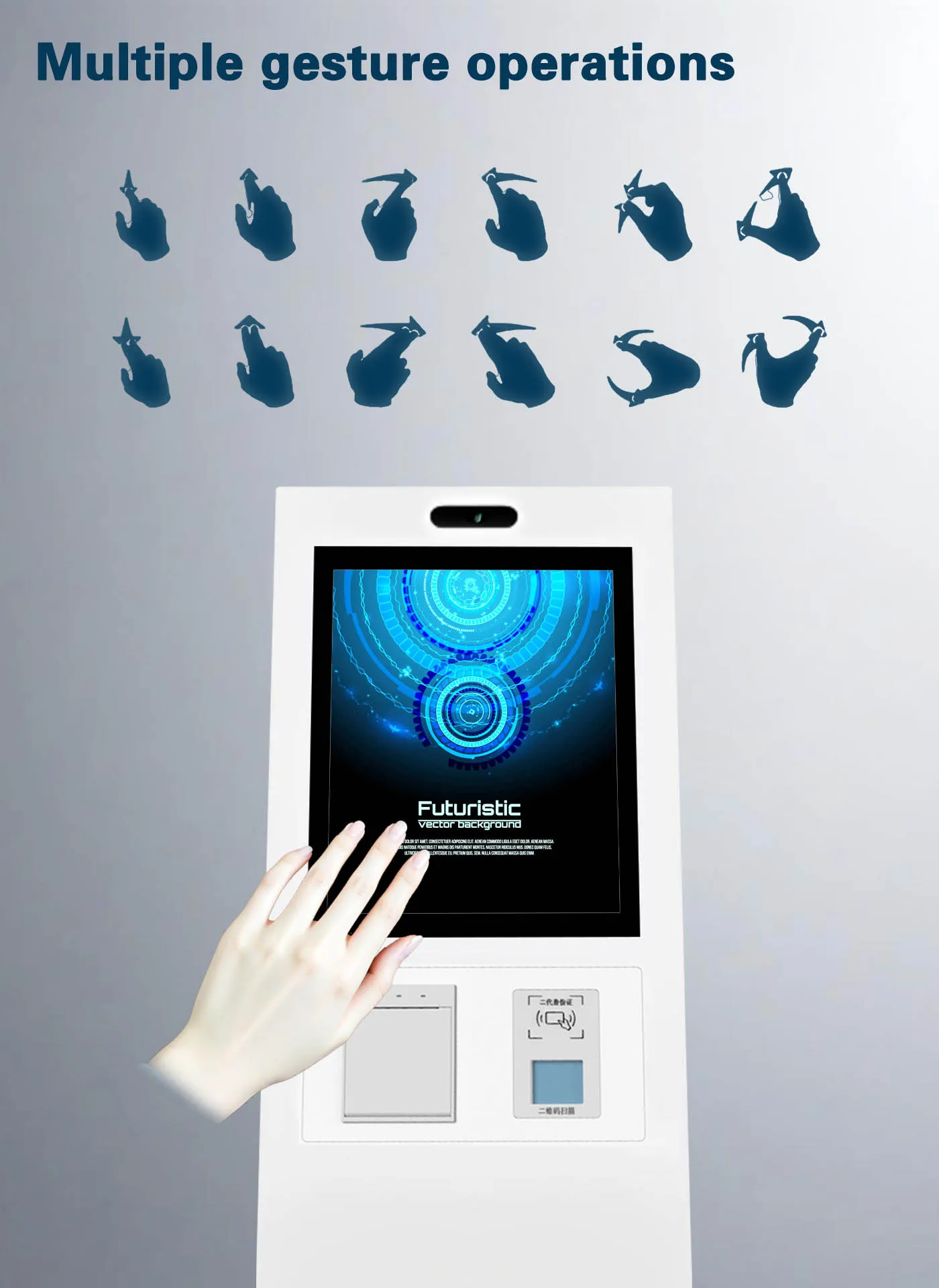 21.5 inch Queue machine  Queue Management System Kiosk Number Calling Kiosk With Ticket Dispenser for Bank/Hospital/Government