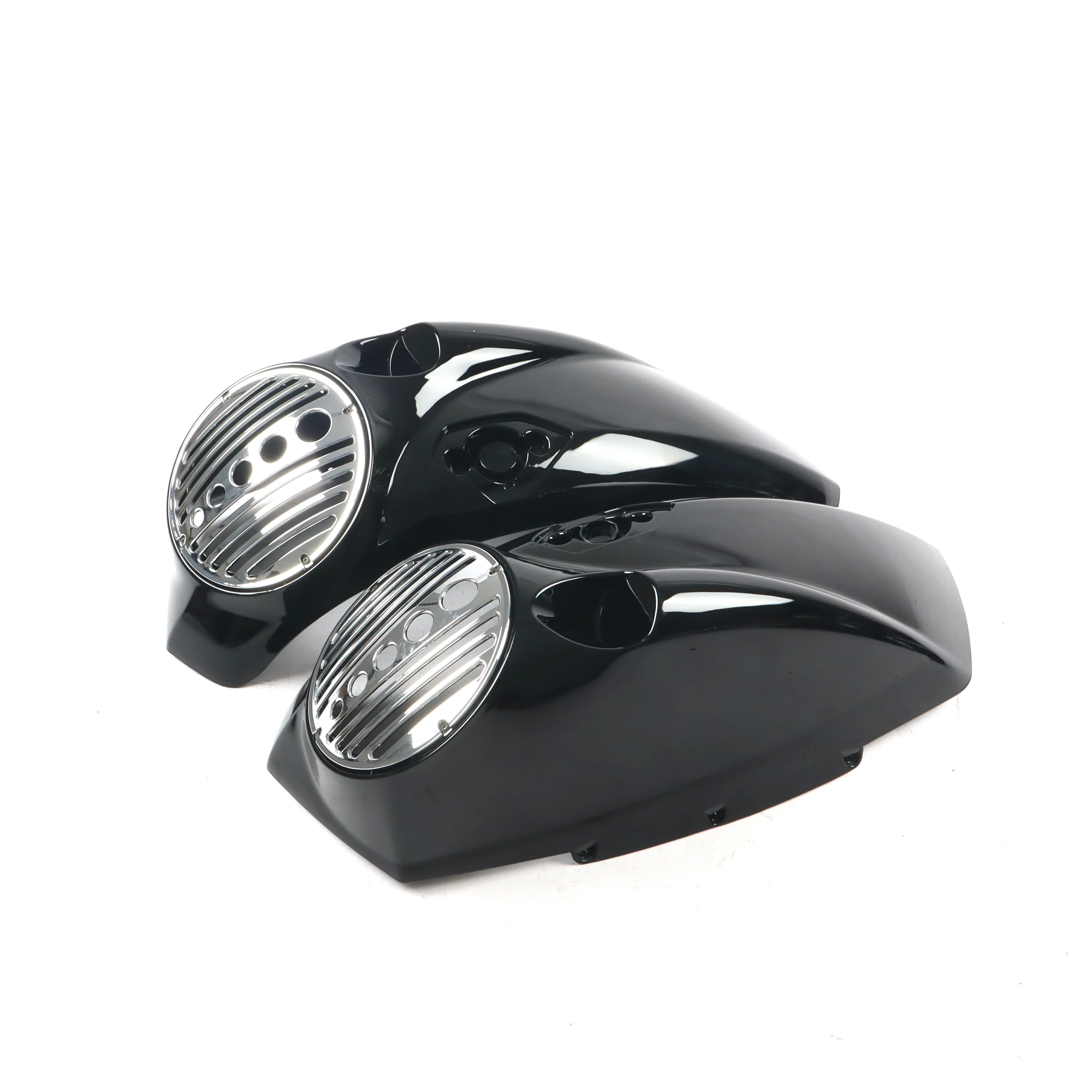 8 inch a pair plastic for Victory Cross Country saddlebag lids with grille cover motorbike side box covers