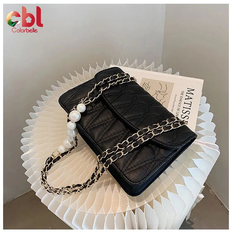 Хит продаж, повседневная сумка через плечо, украшенная жемчугом, на цепочке, Наплечная Сумка, Ретро сумка-мессенджер на цепочке