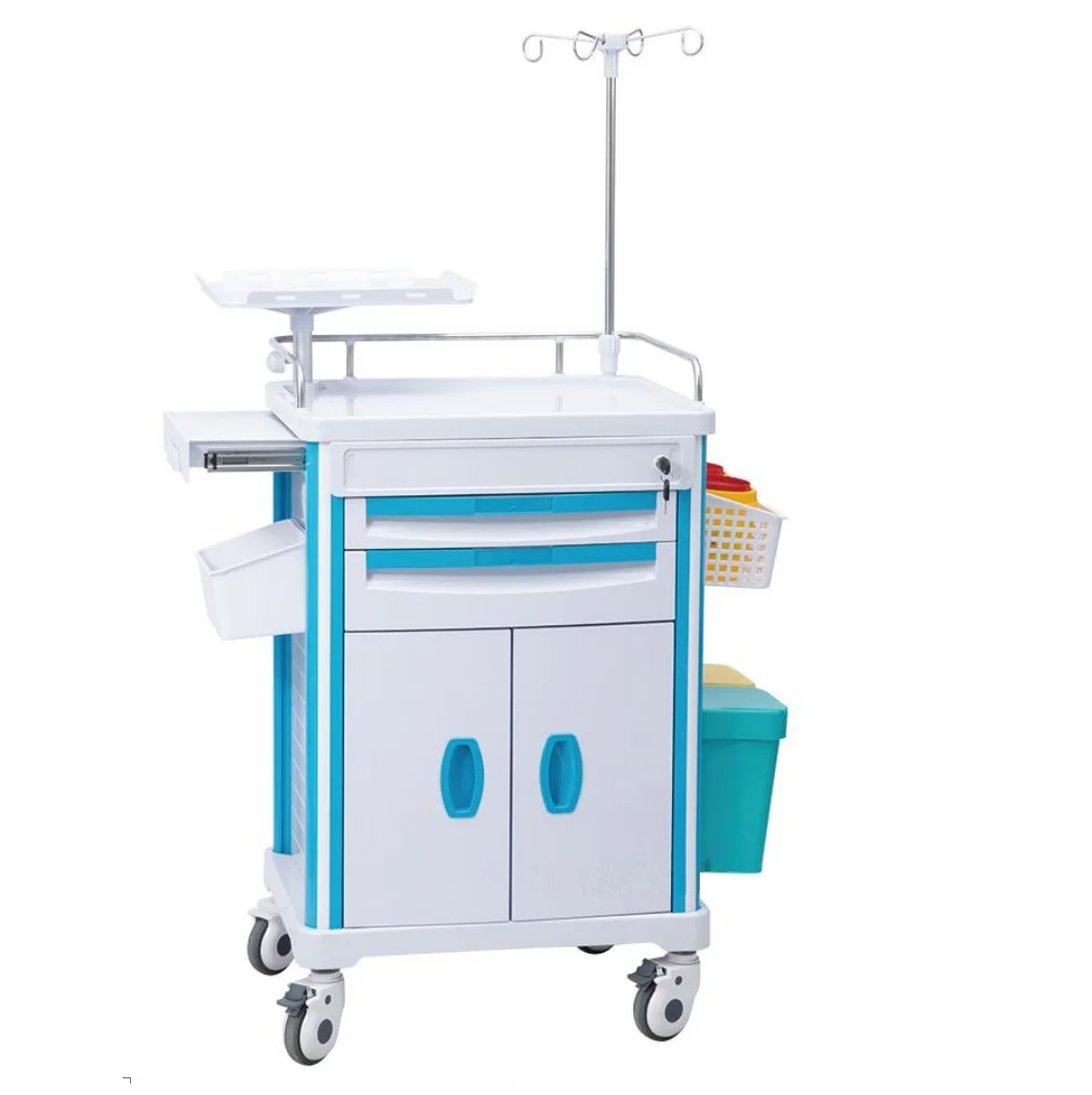 Factory Price Hospital ABS Medical Nursing Cart Emergency Crash Trolley Clinic Transfusion Trolley for Hospital
