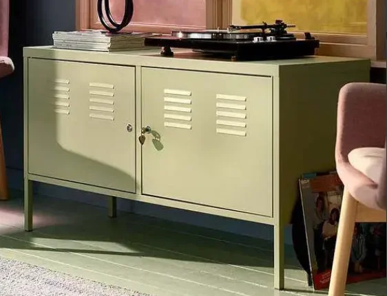 Small household steel TV cabinet rental room bedroom simple pure white metal iron art TV storage locker
