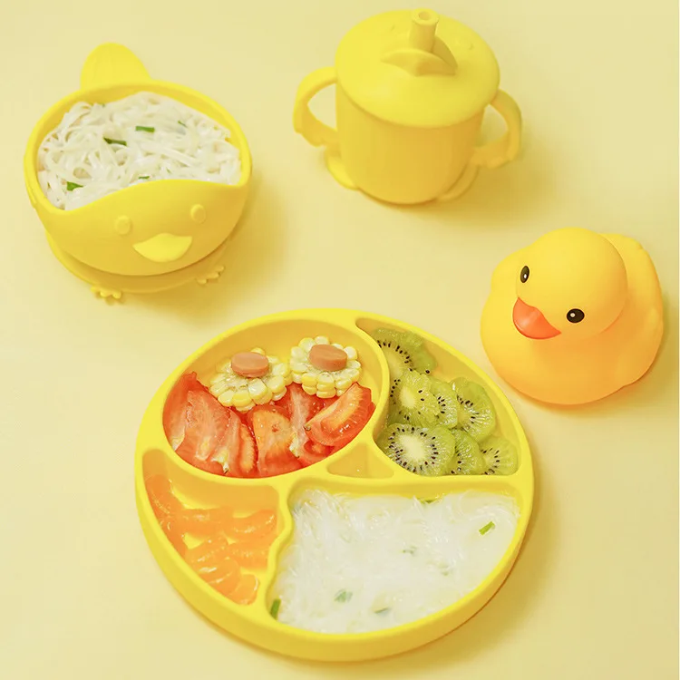 6 IN 1 Baby Products Silicone Table Mat Plate bowl Spoon Fork Sippy Cup Cloud Tableware Baby Feeding Sets Baby Dining Set