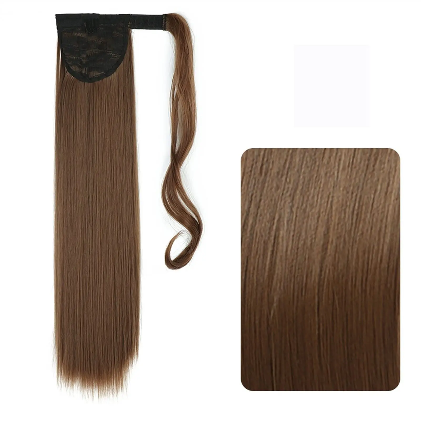 Synthetic Long Straight Ponytail Black Clip-in Ponytail Hair Extensions Heat Resistant Horse Tail for Black Woman