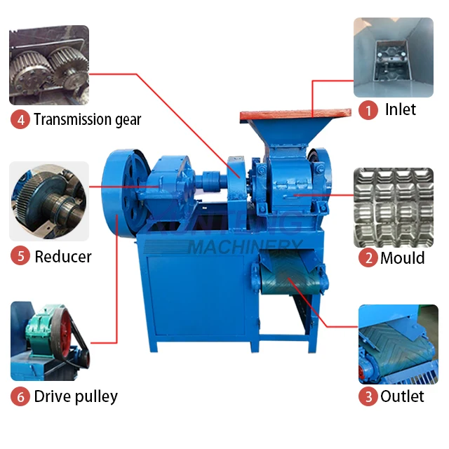 High capacity roller type ball shape coal briquette press machine hardwood coconut husk bamboo bbq charcoal briquette machine