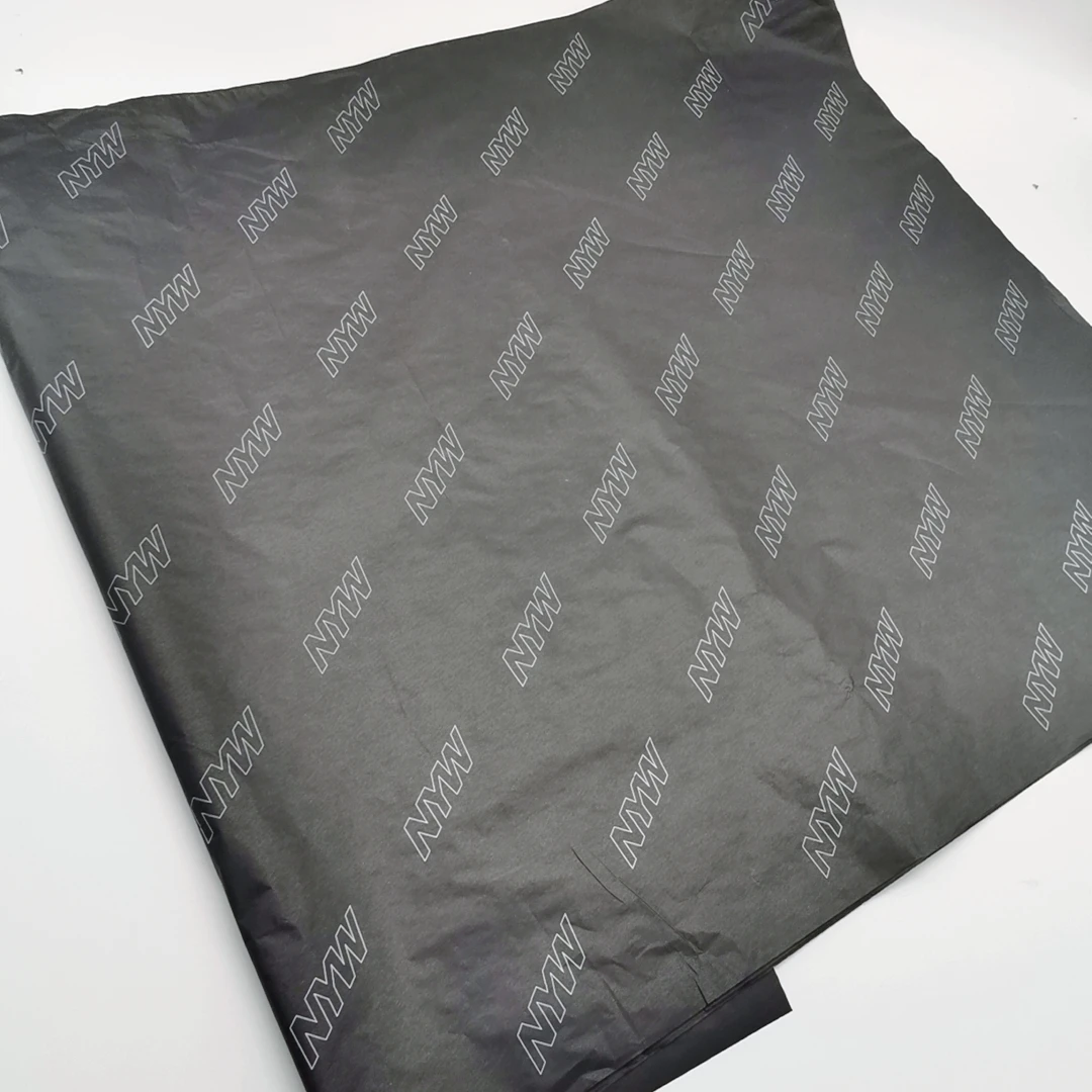 
Black Paper With white Logo Custom Garment Packaging Wrapping issue Paper 