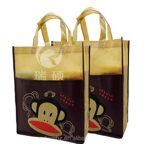 Custom 100 GSM  120GSM Non Woven Gloss Checkered Laminated Color Coating Tote Bag For Clothes Store Shoes Store