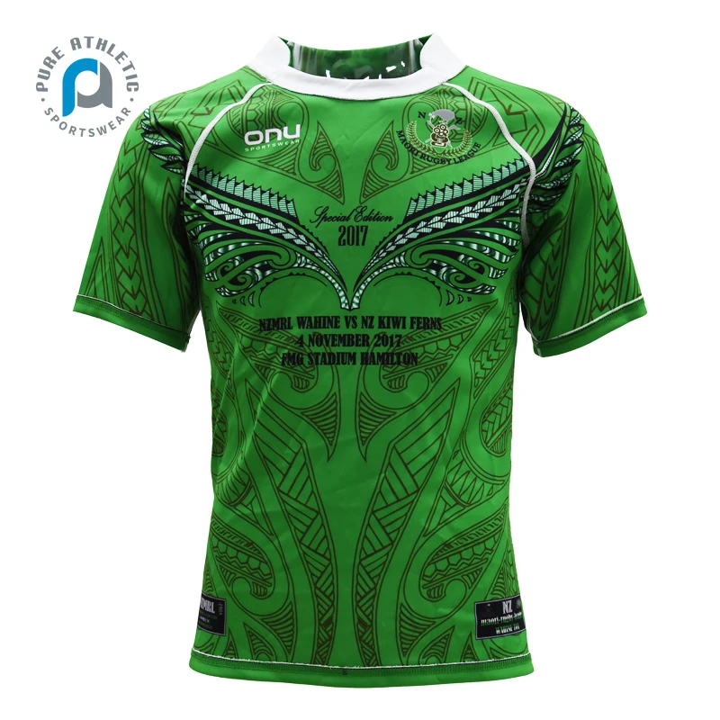PURE Sublimation Printing Green Reversible  Wholesale Compression Polyester Custom Pro-fit Rugby League Jerseys Mens Youth