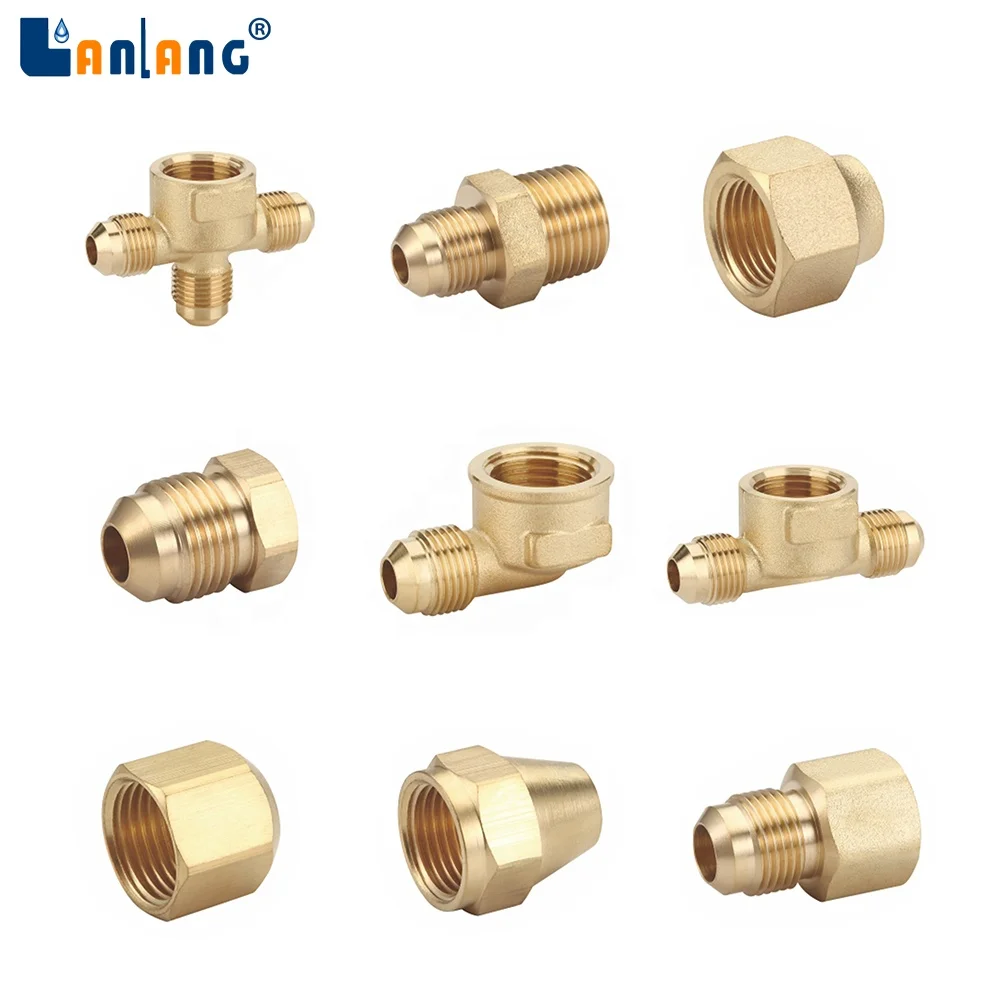 Lanlang OEM brass fittings manufactures 3/8x1/2FIP copper color brass pipe fitting customized brass fitting