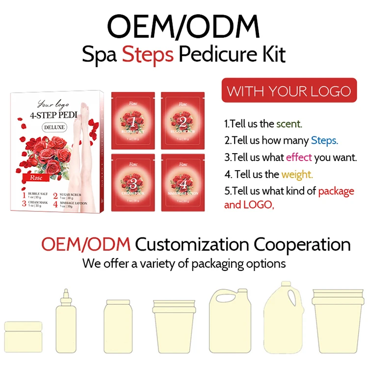 Wholesale Cruelty Free 4 In 1 Pedicure Set Foot Skin Care 4 Steps Pedi In A Box Spa Deluxe Pedicure Kit For Salon