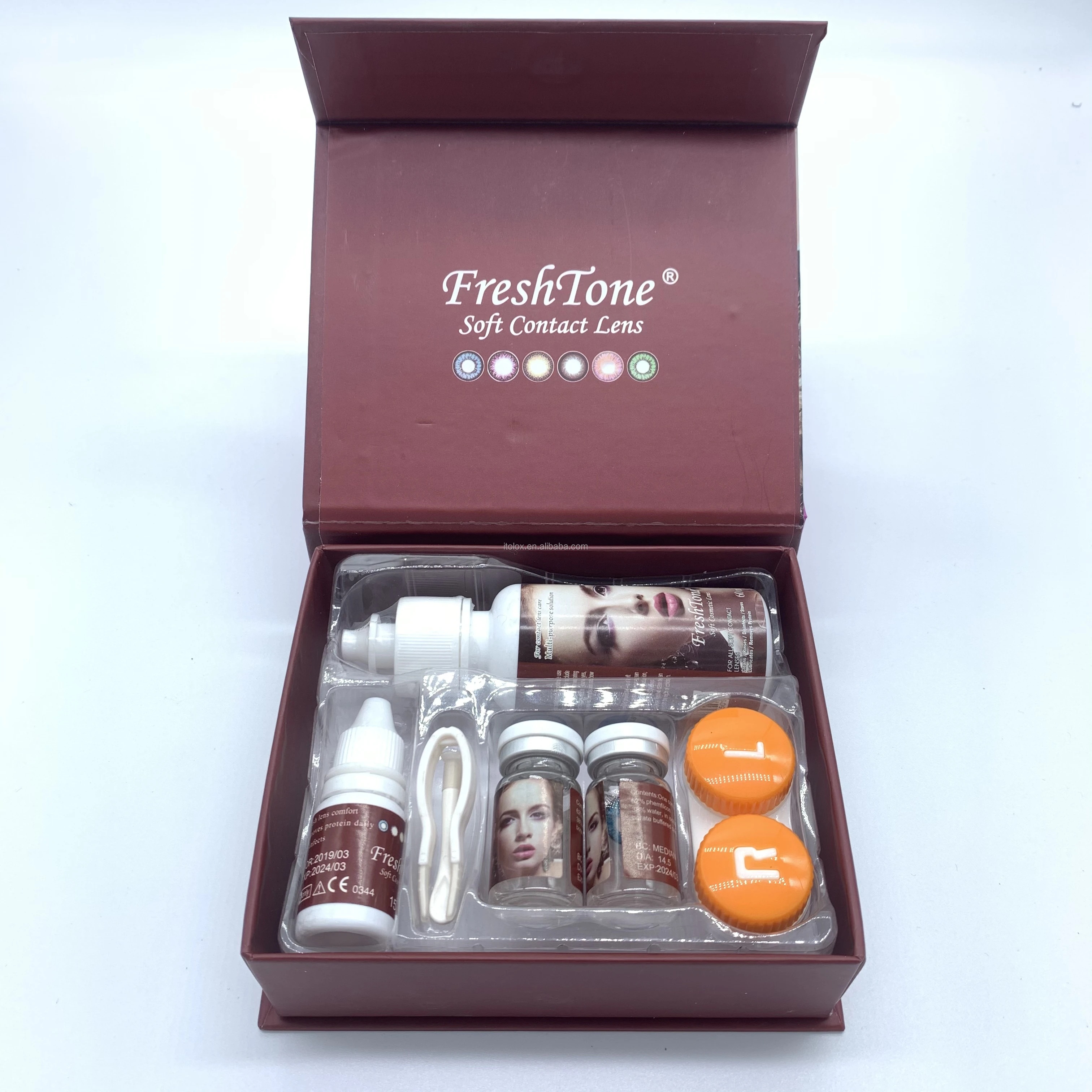 Contact Lens Sets 3 Tone Color 14.2mm Fashion Colored Women Beautiful Contact Lens Set