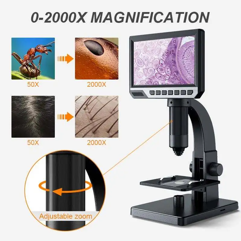 7 Inch LCD Microscope Digital Industrial WIFI Microscope Camera Laboratory Microscope for Mobile Repair