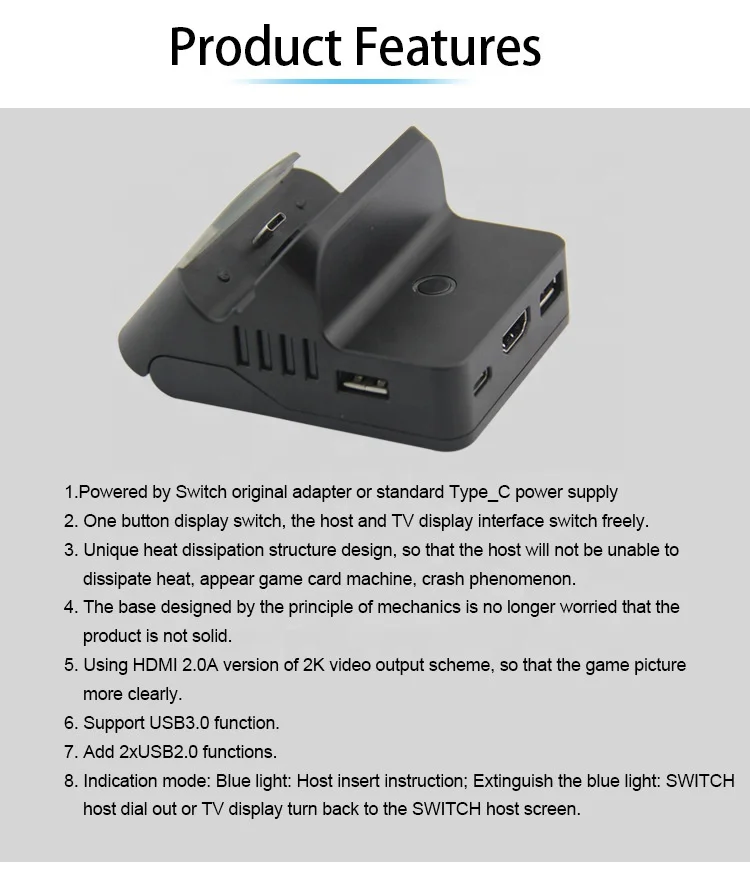 For Switch NS MINI Portable charger charging Dock station H-D-M-I Video Converter Dock USB Data Type C Port for Switch Game